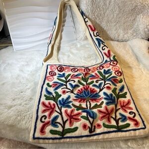 Boho Crossbody Bag Purse Floral Tapestry Inlay 12 X12” Zipper Festivals Fun